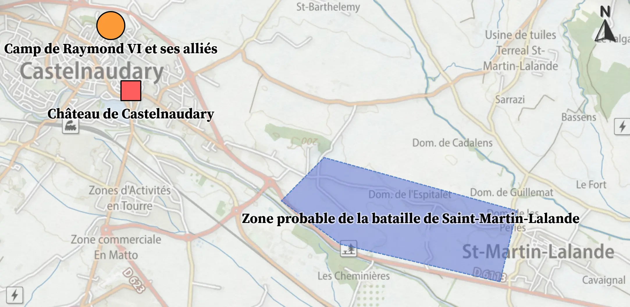 Carte de la bataille de Saint-Martin-Lalande